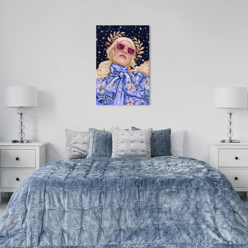 Wynwood Studio Fashion and Glam Golden Locks and Stars Yellow and Light Yellow Glam Wall Art Canvas Print - 36 x 24