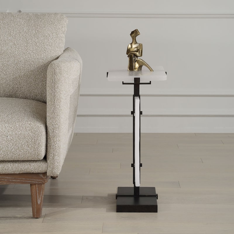 Bubble Glass Accent End Table - 24" - Bronze and White