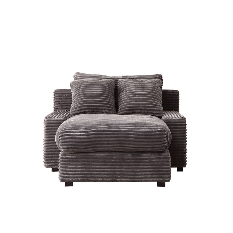 Corduroy Upholstered Lounge Chair with Storage Ottoman, Modern Leisure Sofa Chair, Chaise Reading Chair for Living Room, Bedroom