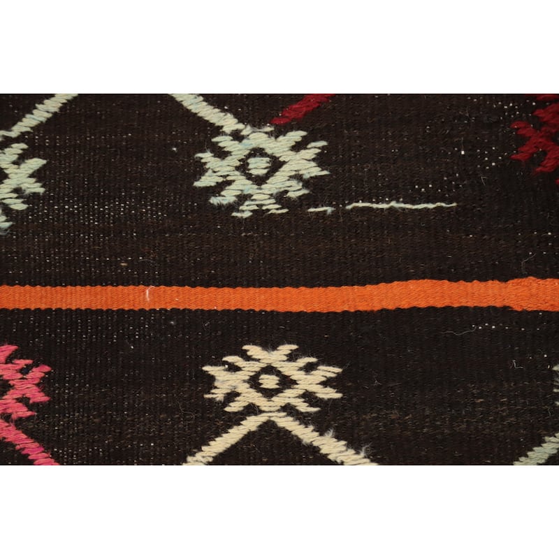 Hand Woven Oriental 100% Wool Carpet Southwestern Tribal Brown Kilim Area Rug - 9' 4'' X 5' 6''