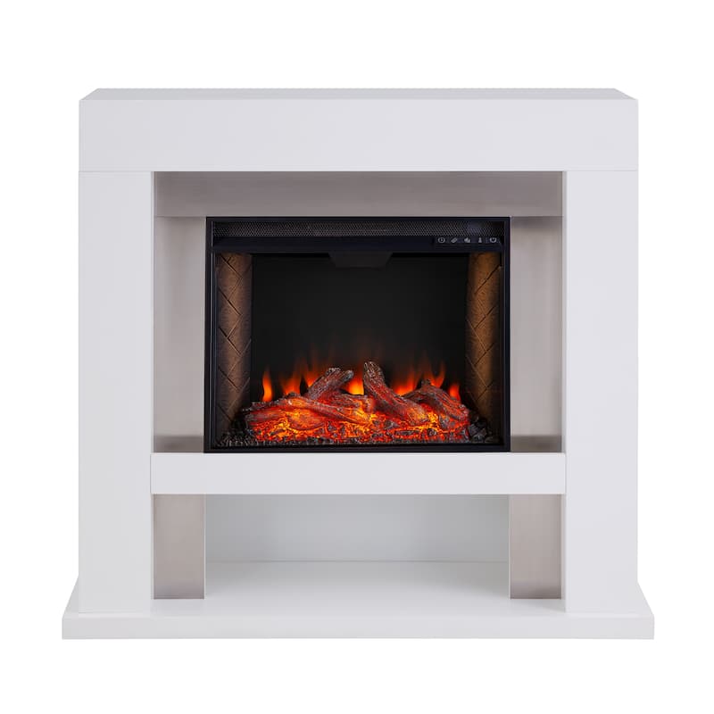 SEI Furniture Larry Industrial White Electric Fireplace