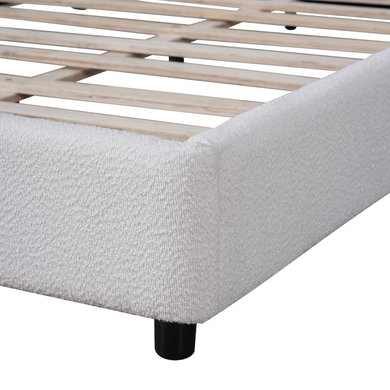 Christopher Knight Home - Luis Boucle Upholstered Bed Frame with Half-Round Headboard