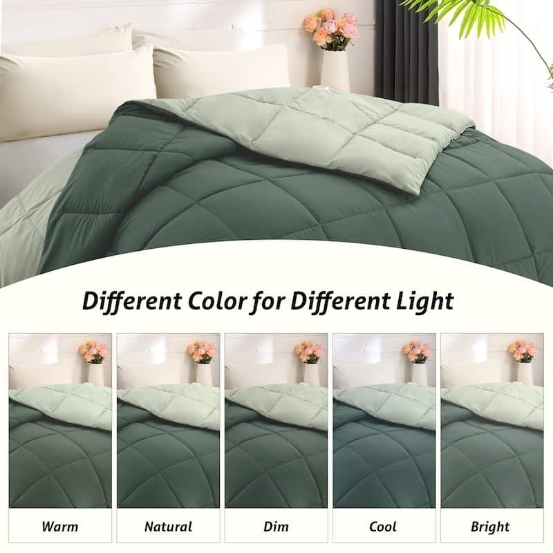 JEAREY Ultra-Lightweight Reversible All-Season Comforter, Cooling Down Alternative Duvet Inserts