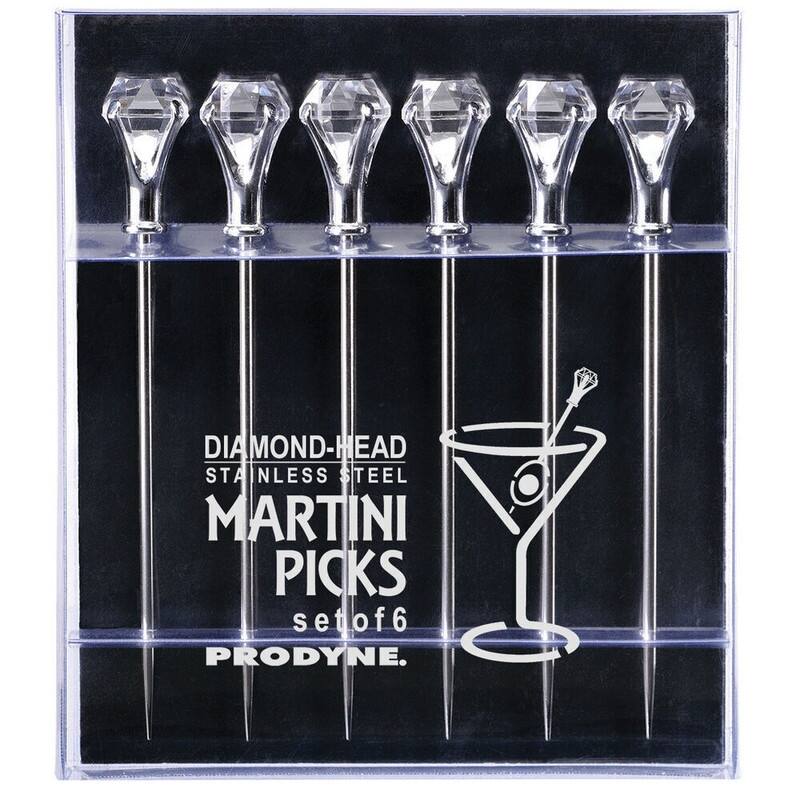 Prodyne DM-6 Diamond Head Martini Picks Acrylic And And Stainless Steel
