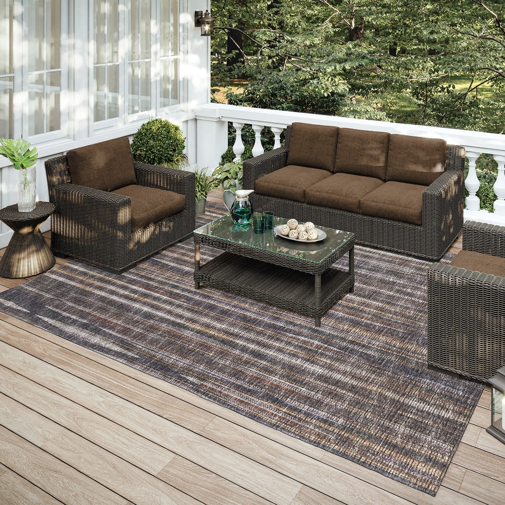 Indoor/Outdoor Waverly Modern Stripes Washable Rug