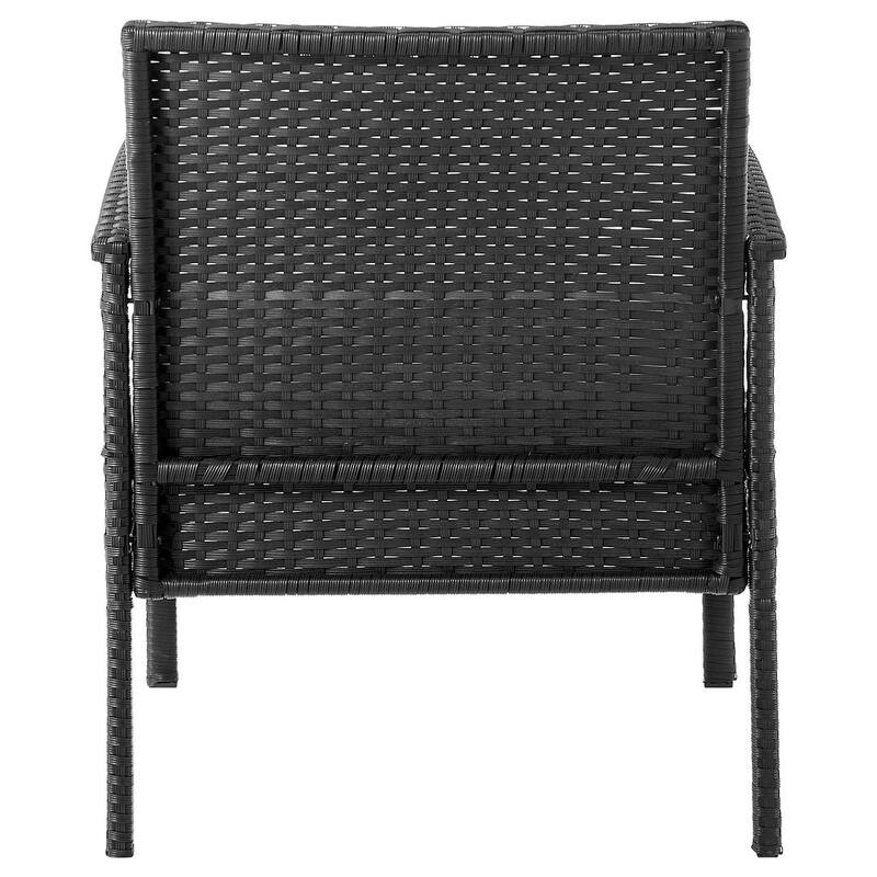 Manhattan Comfort Noli Steel Rattan 3-Piece Patio Conversation Set with Cushions