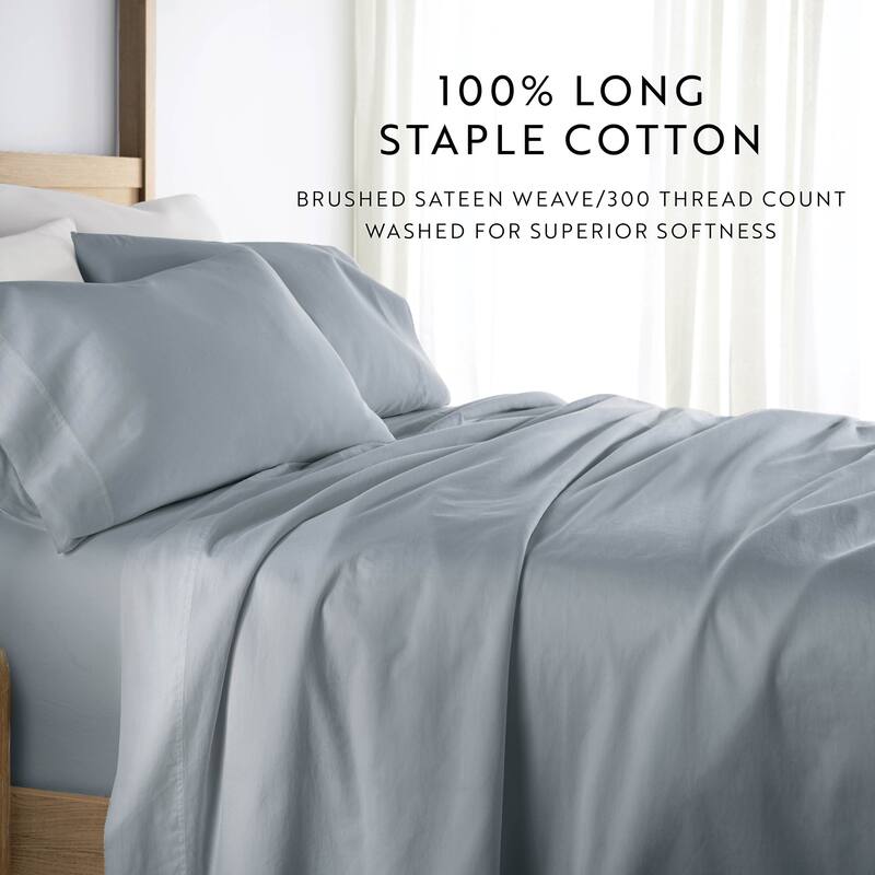 Becky Cameron Solid Brushed 300 Thread Count Cotton Sheet Set