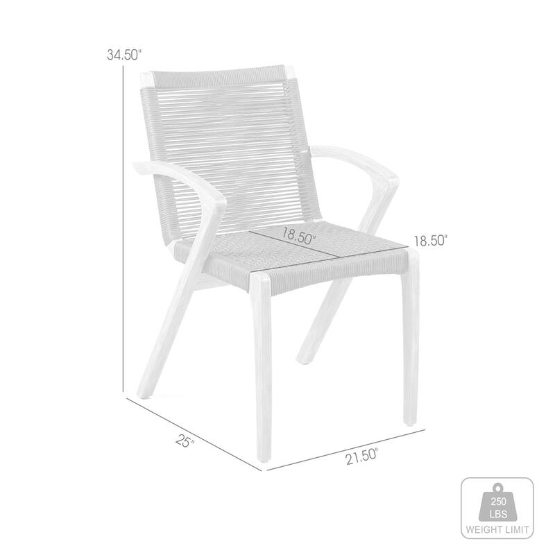 Nabila Solid Eucalyptus Wood & Rope Woven Indoor Outdoor Dining Chairs - Set of 2