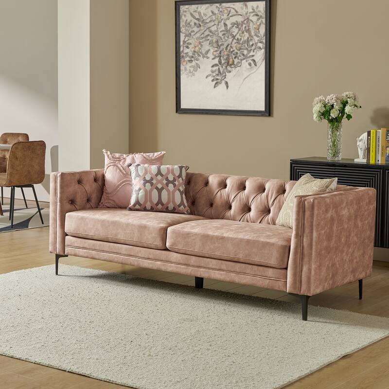 Calymne 84" Classic Square Arms Sofa with Button-Tufted Back by HULALA HOME