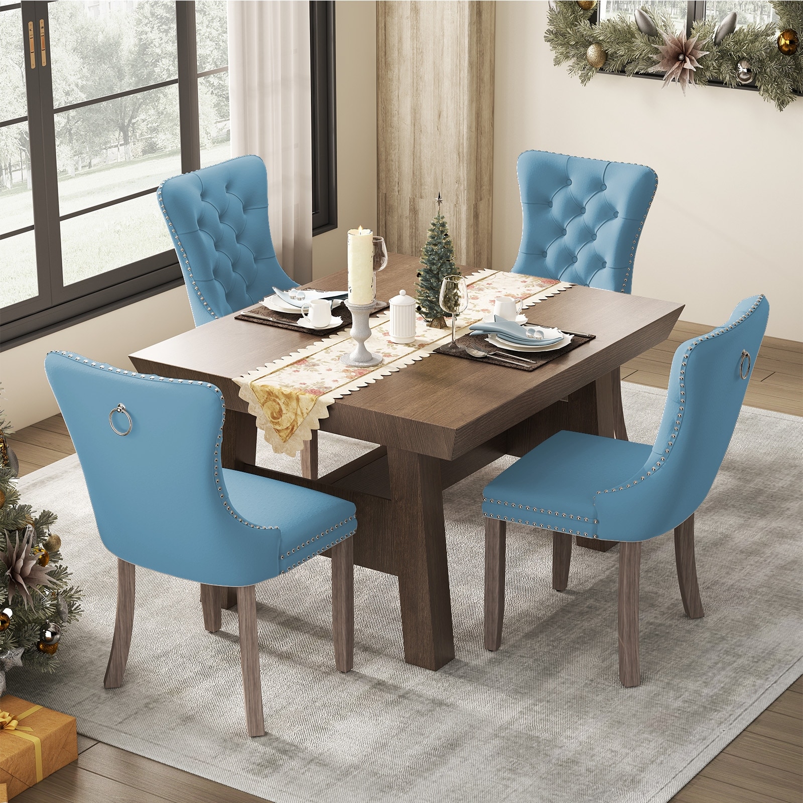 Modern Tufted Velvet Side Dining Chairs (Set of 4)