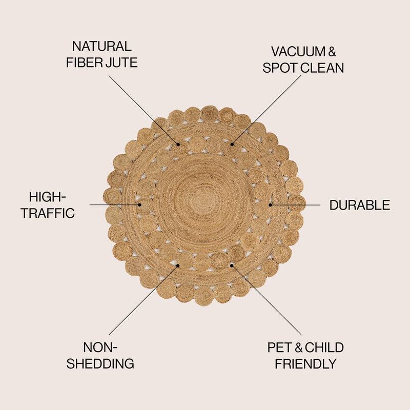 JONATHAN Y Isla Round Natural Jute hippie Circle Area Rug