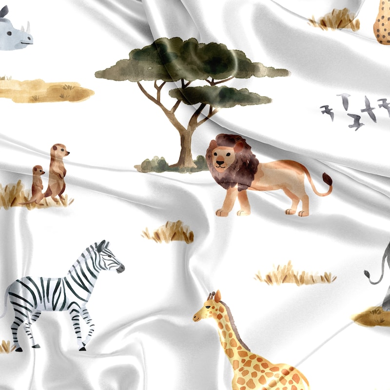 Sweet Jojo Designs Jungle Animals Boy Girl Gender Neutral Satin Fitted Crib Sheet Boho Wildlife Safari Elephants Giraffe Lion