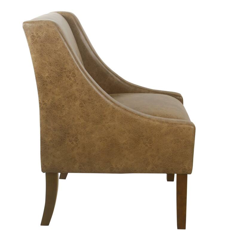 HomePop Modern Swoop Arm Accent Chair - Distressed Brown Faux Leather