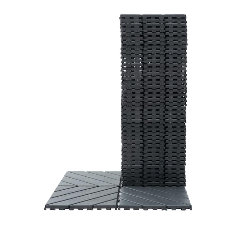 44 Pack Plastic Interlocking Deck Tiles 12"x12" Square Waterproof Outdoor Deck Tiles All Weather for Poolside Balcony Backyard