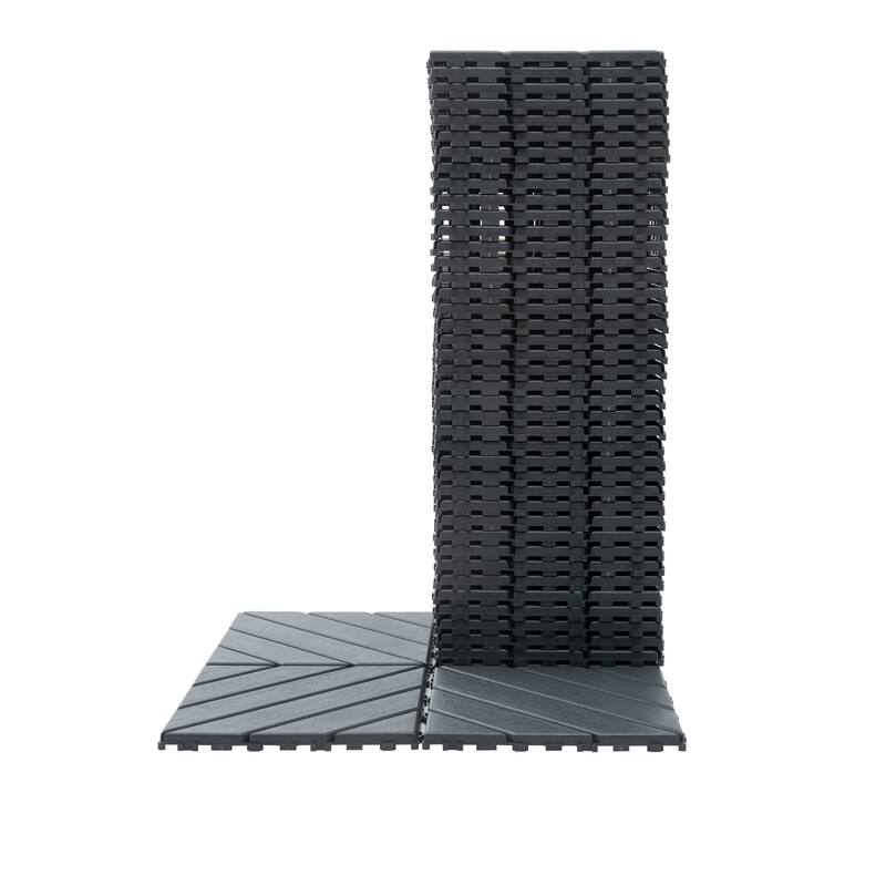 Plastic Interlocking Deck Tiles,44 Pack Patio Deck Tiles,12"x12" Square Waterproof Outdoor All Weather Use, Patio Decking Tiles