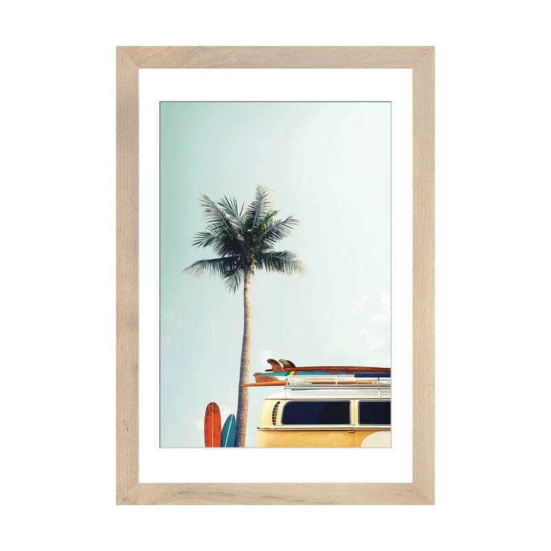 iCanvas "Surf Bus Yellow" by Design Fabrikken - Natural - 24x16x1