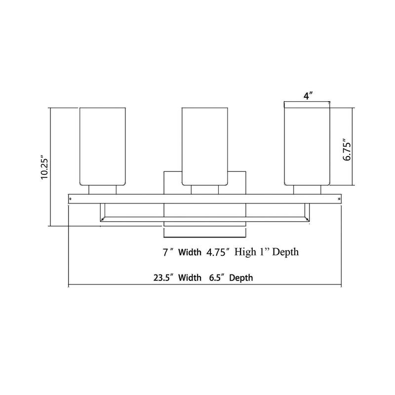 23.5 in. 3-Light Brushed Nickel Vanity Light with Glass Shades - Brushed Nickel