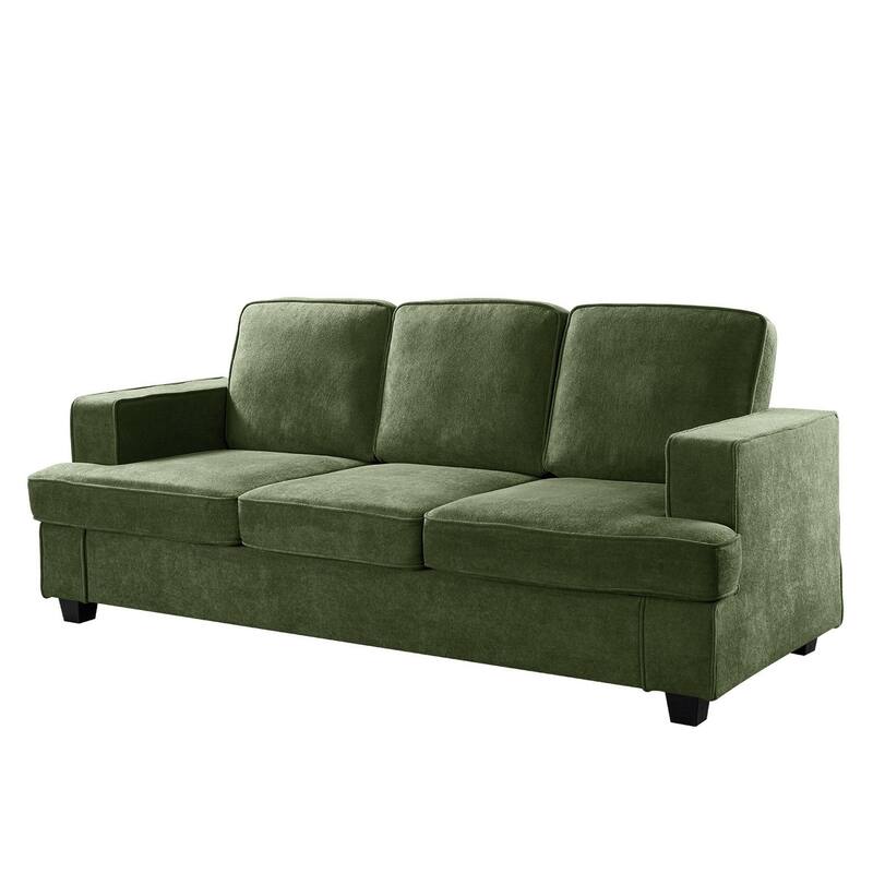 Modern Velvet Sofa, Comfortable 3 Seater Couch With Deep Seating And High-Density Foam, Loose Back Cushions