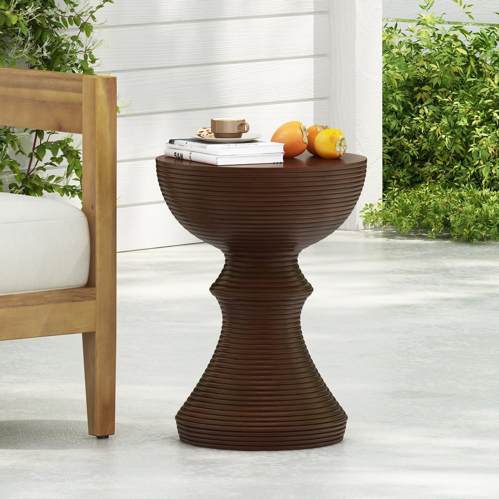 Holmen Outdoor Modern MGO Round End Table by Christopher Knight Home