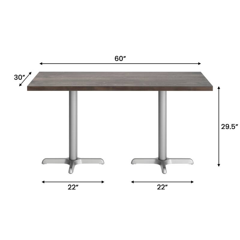 Rectangular Solid Wood Commercial Tabletop with 22" x 22" Dining Height X-Base