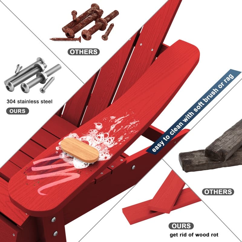 WINSOON All Weather HIPS Outdoor Plastic Adirondack Chairs Set of 4