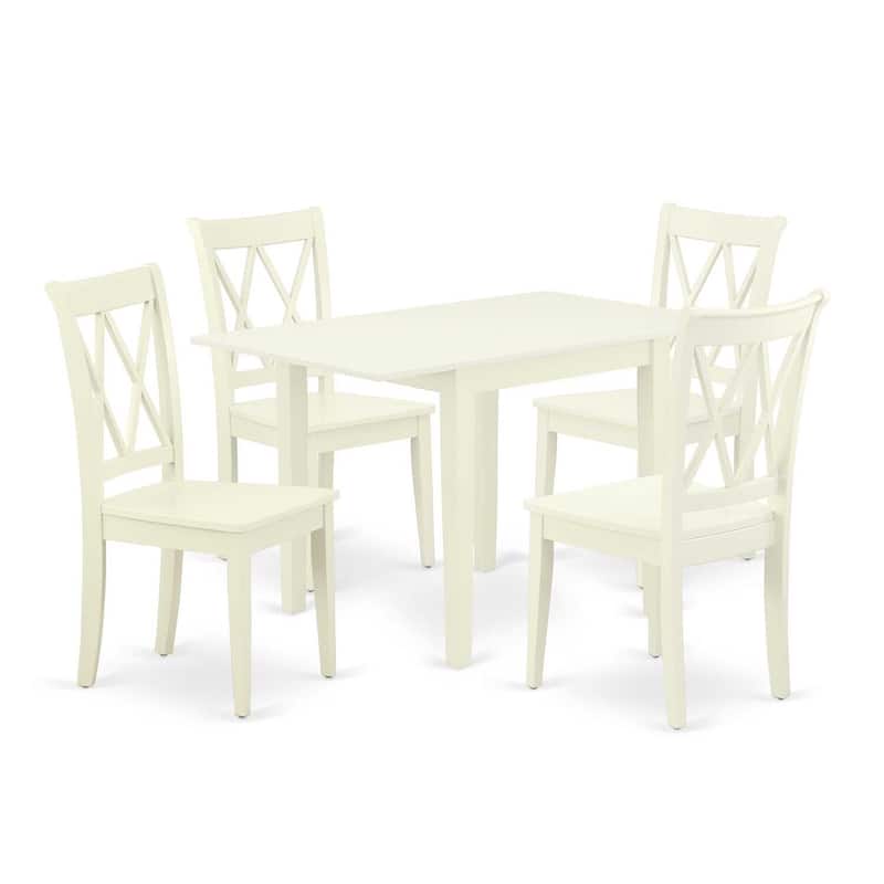HomeStock 5-Pc Linen White Finish Solid Wood Top-Dining Room Set-Seats 4
