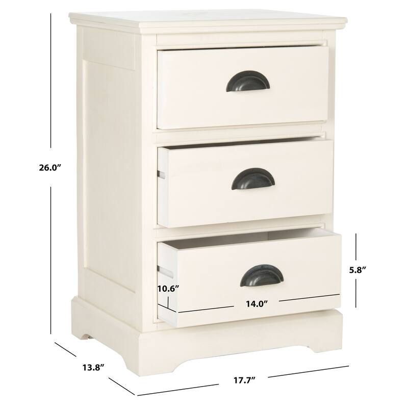 SAFAVIEH Claudine Grey 3-Drawer Storage Side Table - 17.7" x 13.8" x 26.8" - 18Wx14Dx26H