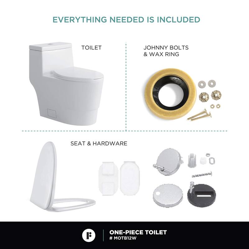 Fine Fixtures Modern Dual Flush Elongated One-Piece Toilet (Seat Included)