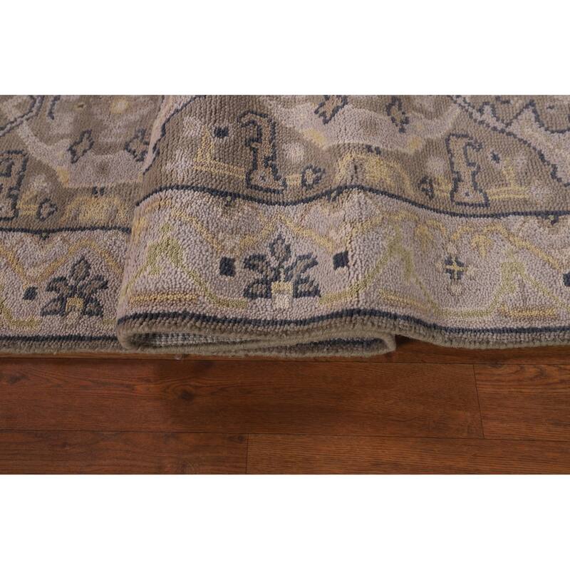 All-Over Oushak Oriental Runner Rug Handmade Brown Wool Carpet - 2'8" x 10'11"