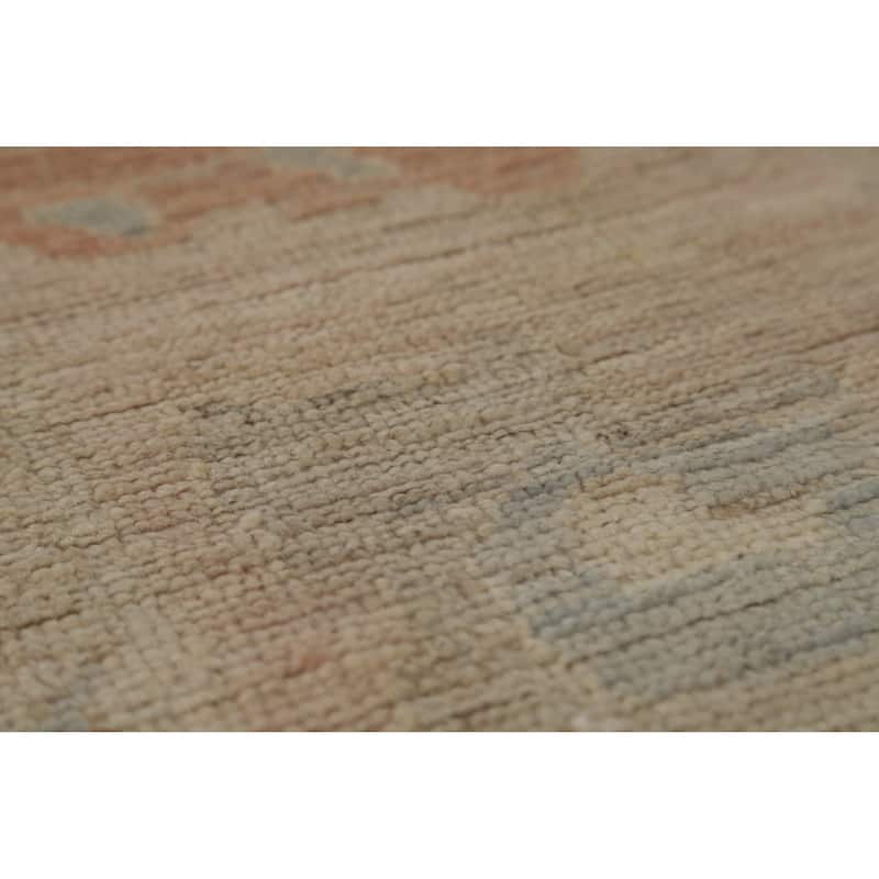 Hand Knotted Oriental 100% Wool Carpet Transitional All-Over Beige & Ivories Oushak Area Rug - 12' 0'' X 9' 2''