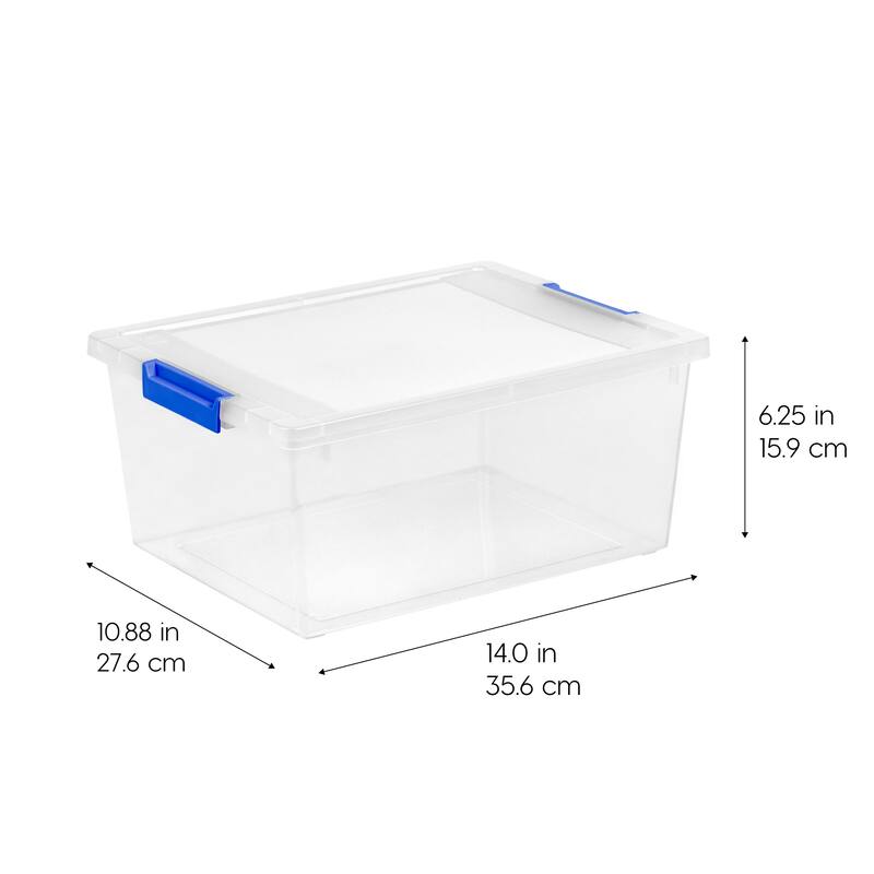 IRIS USA® CLIP BOX 12 Qt Buckle Lid - Clear - Set of 4