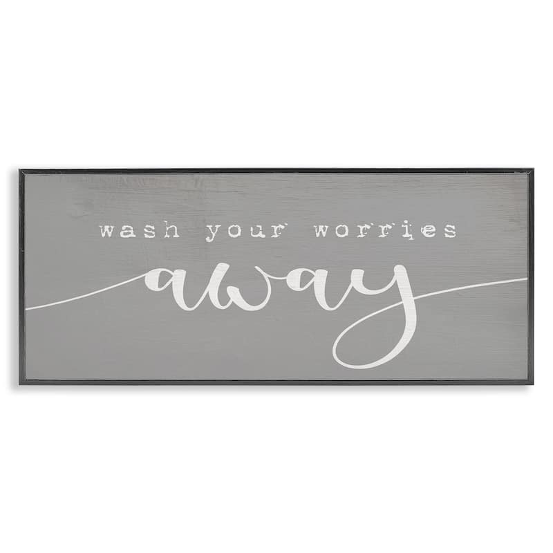 Stupell Wash Your Worries Away Phrase Bathroom Relaxation Framed Wall Art