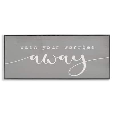 Stupell Wash Your Worries Away Phrase Bathroom Relaxation Framed Wall Art