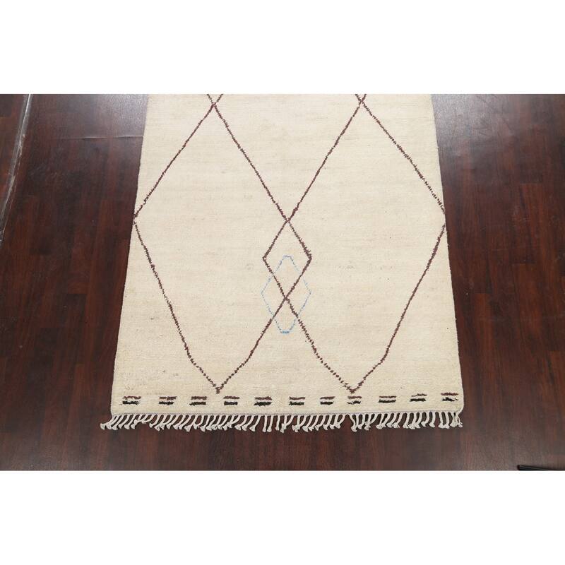 Vegetable Dye Oriental Moroccan Berber Area Rug Wool Hand-knotted - 5'9" x 9'5"