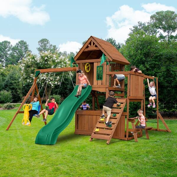 slide 2 of 10, Swing-N-Slide Knightsbridge Ultimate Wood Outdoor Swing Set