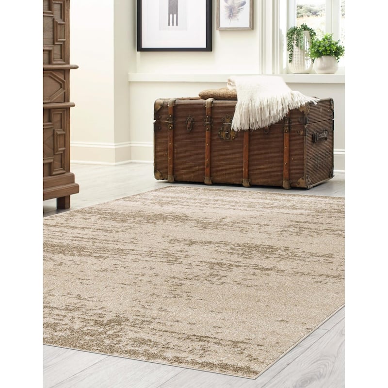 Contemporary Weby Collection Area Rug - 8' Square - Beige