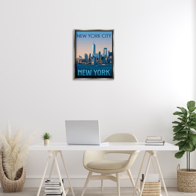 Stupell New York Landmark Skyline Framed Floater Canvas Wall Art Design By Victoria Barnes