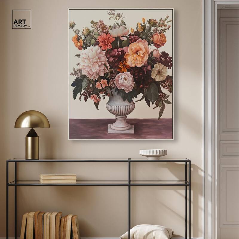 Autumn Tan Floral Canvas by Art Remedy