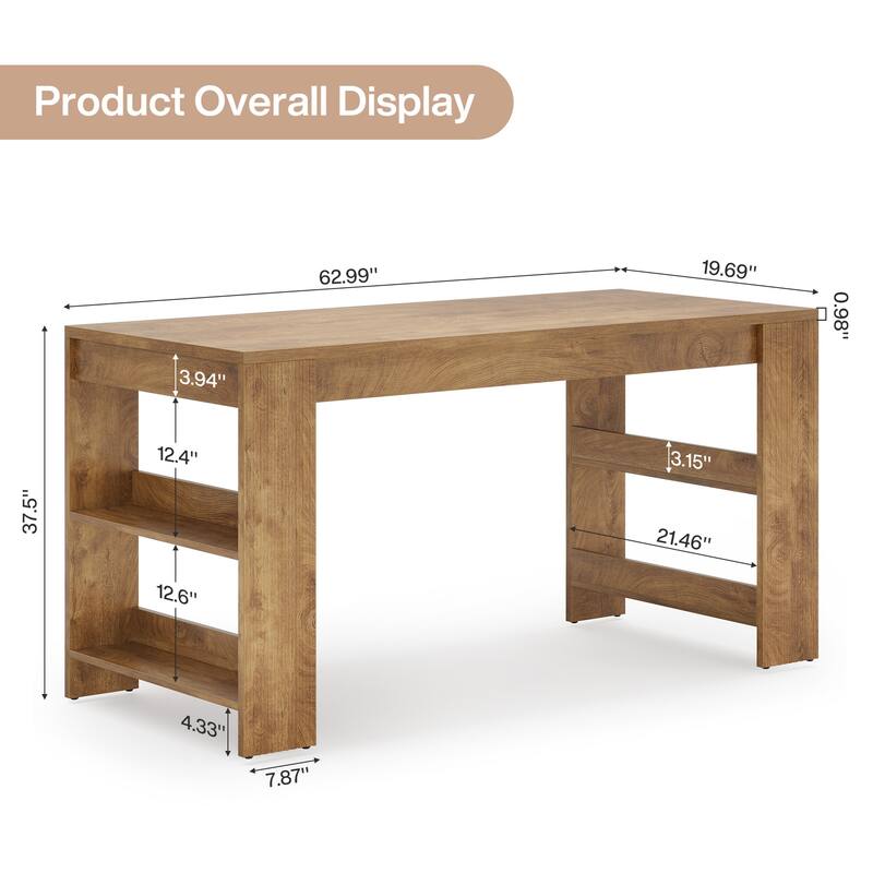 63-Inch Kitchen Island with Storage