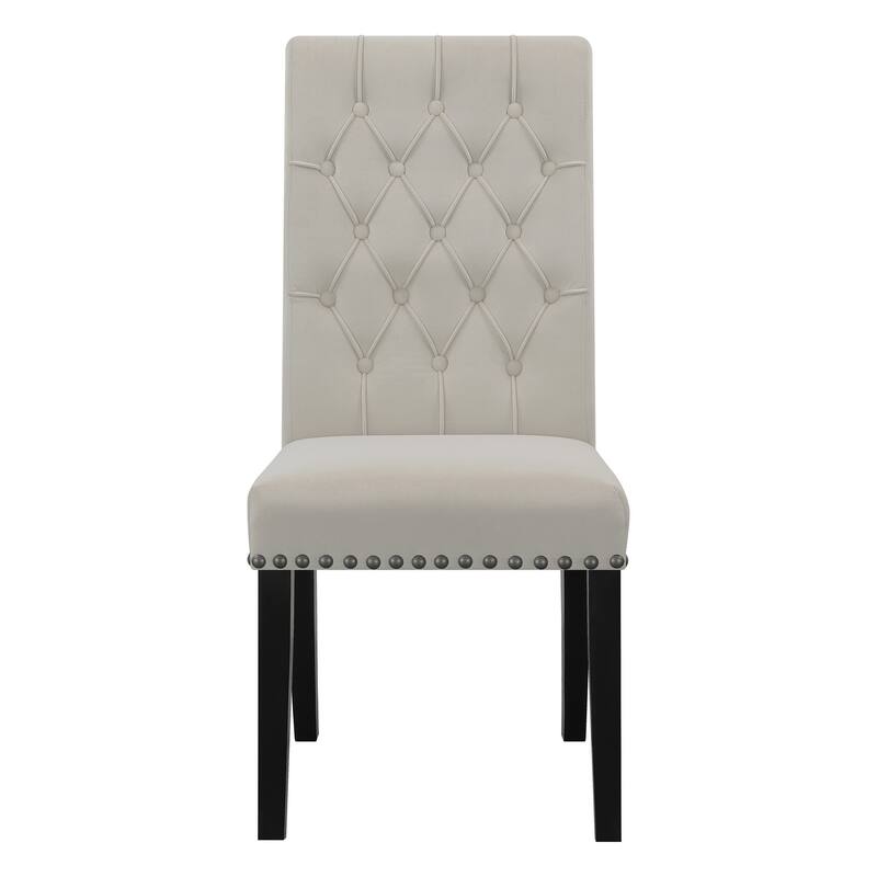 Ali 20 Inch Set of 2 Side Chairs, Light Gray Button Tufted Rolled Back