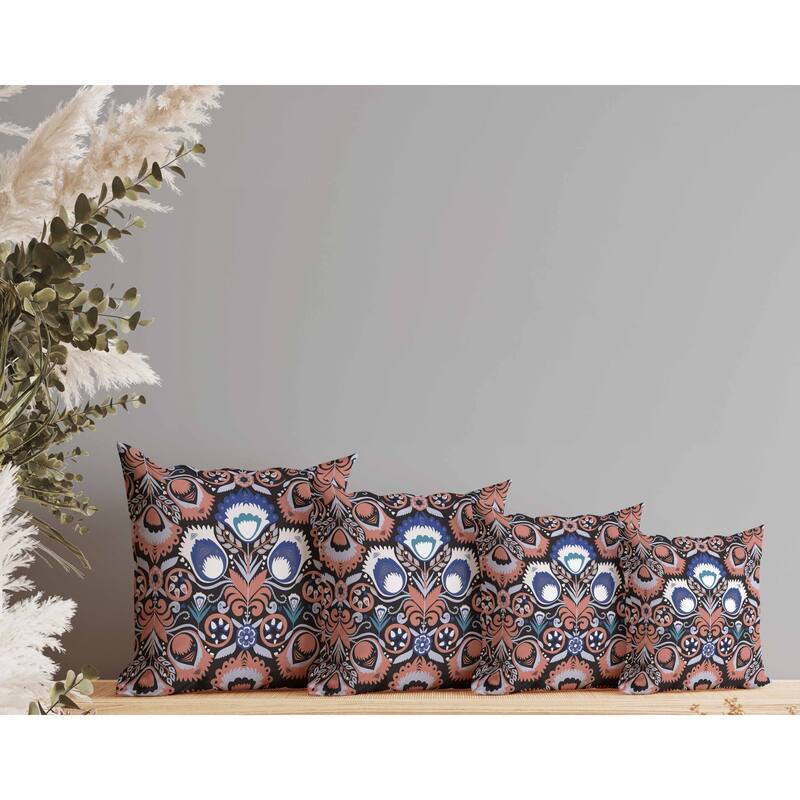 Whimsical Cat Eye Faux Suede Reversible Throw Pillow Orange and Black