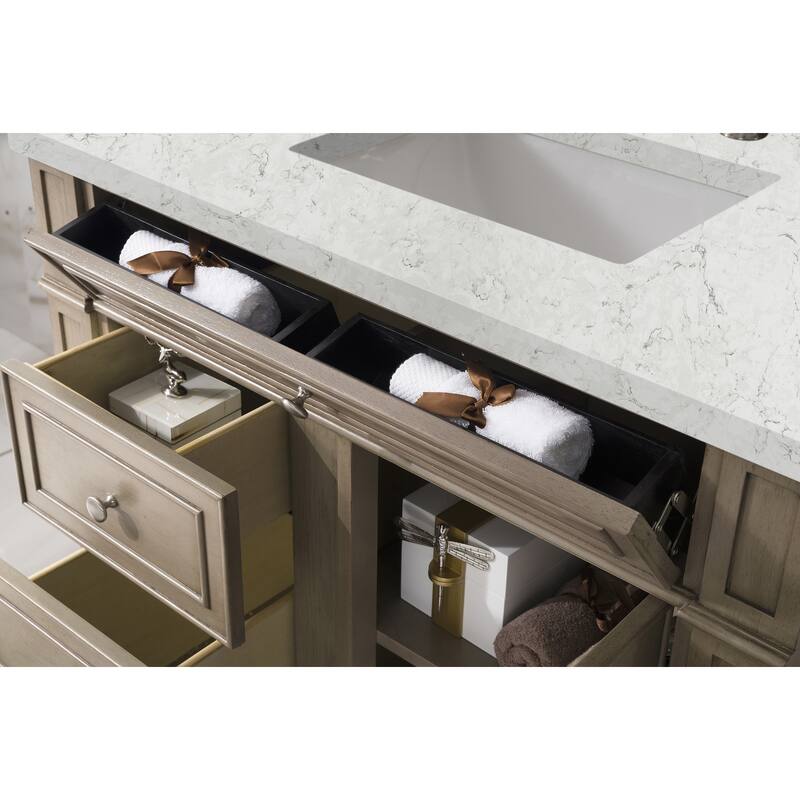 James Martin Vanities Bristol 36" Single Vanity, Whitewashed Walnut - Eternal Jasmine Pearl Quartz