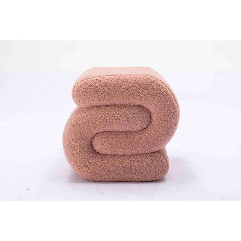 S-shape Teddy Fabric Ottoman Makeup Stool Footstool