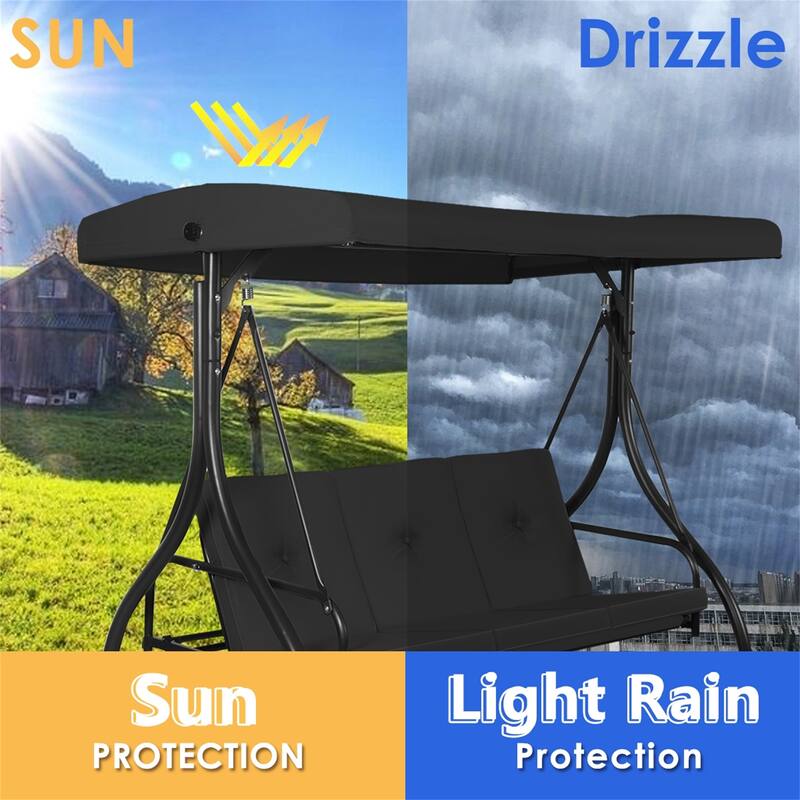 3-Seats Patio Swing Canopy Hammock Porch Swing Glider