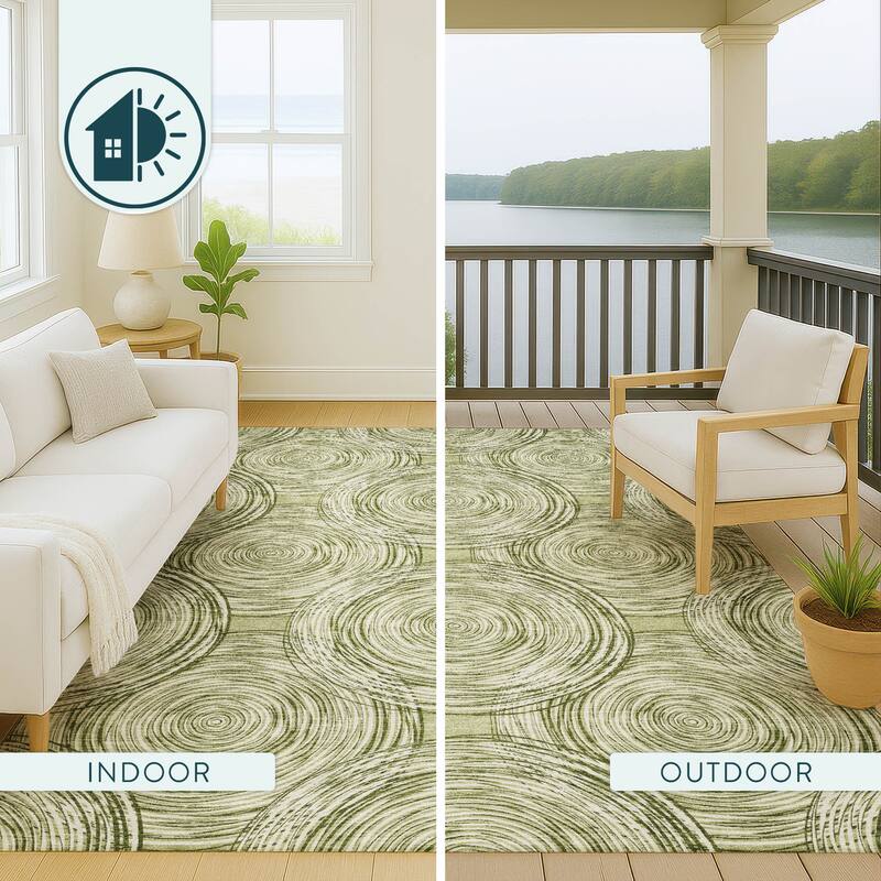 Machine Washable Indoor/ Outdoor Modern Pune Chantille Rug