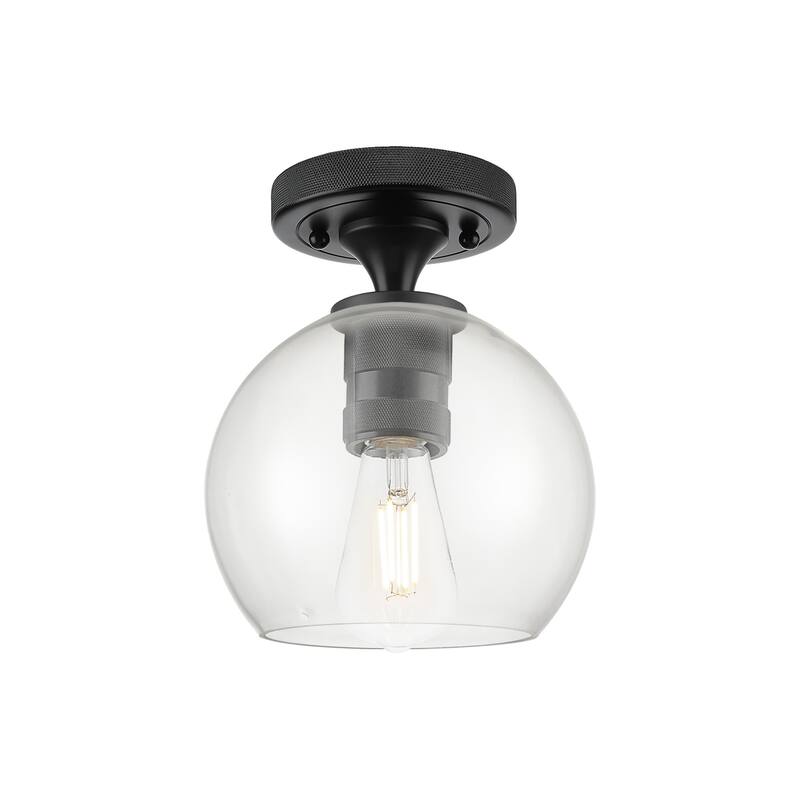 Innovations Lighting 434-1F-8-6 Crown Point Flush Mount Crown Point 6" - Matte Black / Clear