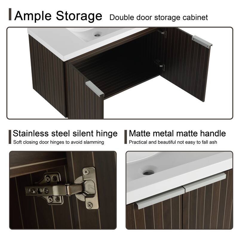 Malwee 24"/30"/36"/48" Bathroom Vanity with Sink, Floating Bathroom Vanity with Soft Close Door
