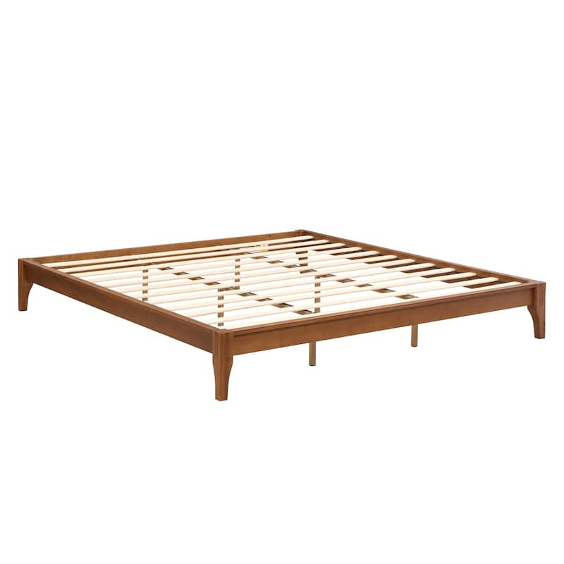 Open Frame Bed Bamboo Wood Platform Bed Wood Slat Support Bed