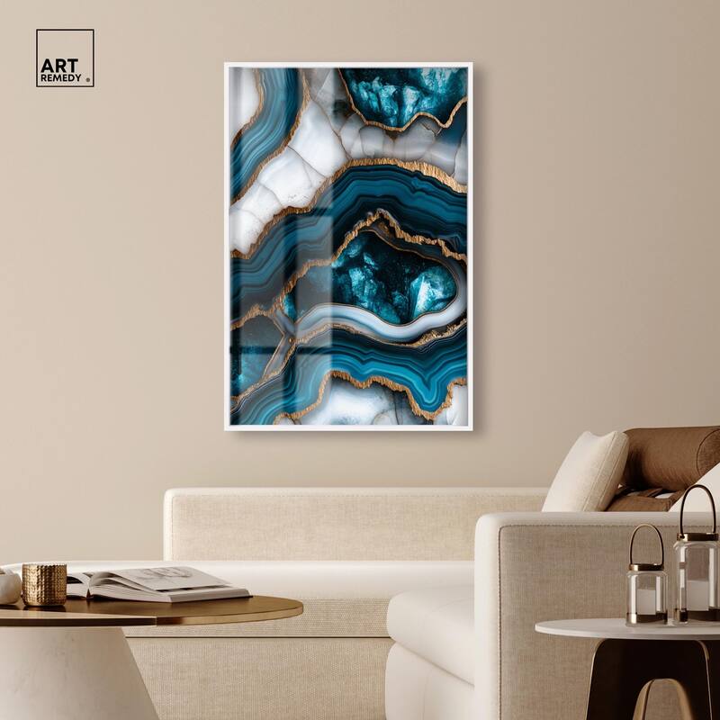 Teal Tectonic III Shadowbox by Art Remedy