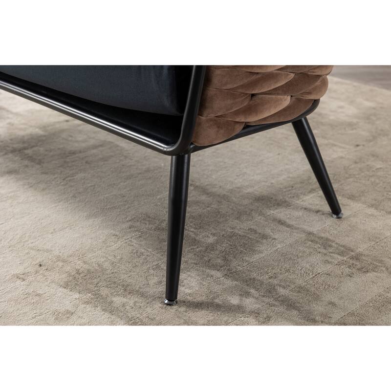 luxhomez Velvet Accent Chair Armsofa Tufted Sofa with Metal Frame for Living Room Bedroom Office Balcony Beige